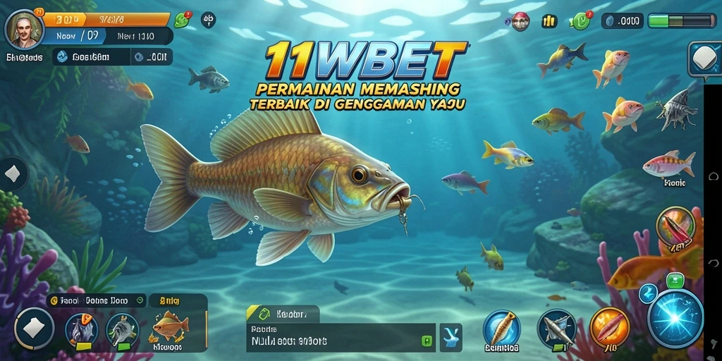Screenshot gameplay 11WBET menunjukkan aksi memancing yang mendebarkan.