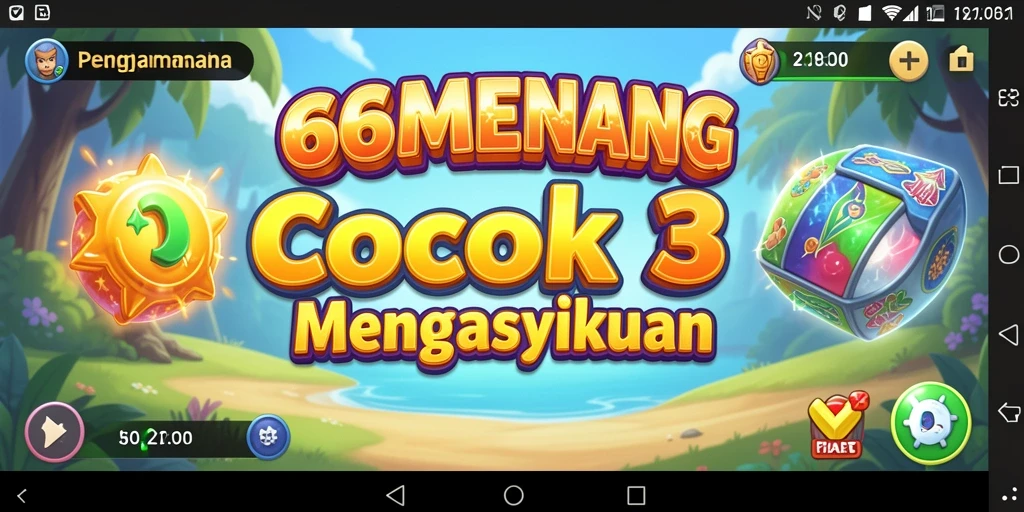 Tampilan gameplay seru dalam permainan Match-3 66MENANG.
