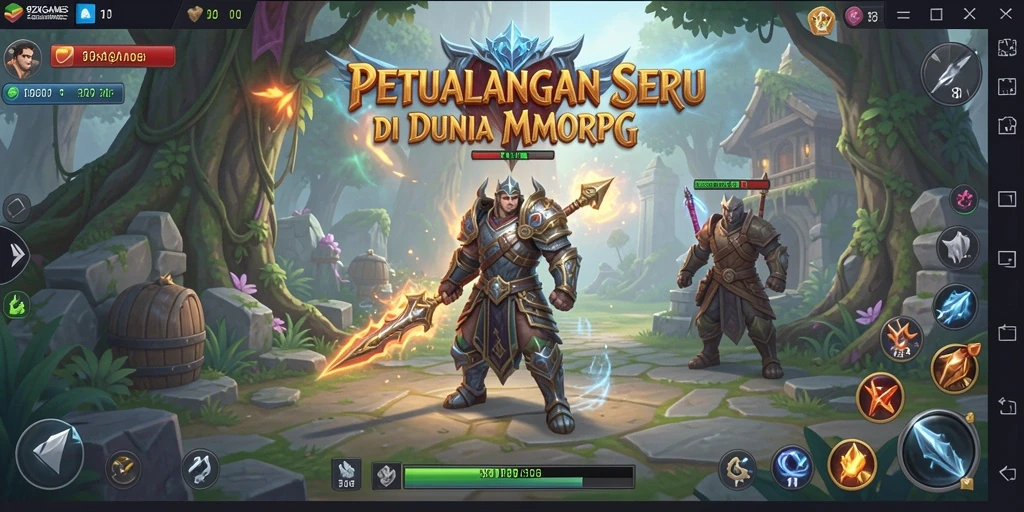 Screenshot gameplay 9ZKGAMES yang menunjukkan aksi seru dalam pertempuran MMORPG.