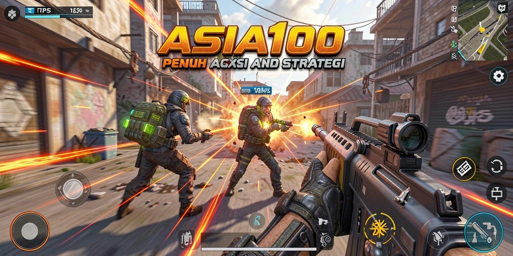Gameplay ASIA100 menampilkan pertempuran intens di arena TPS.