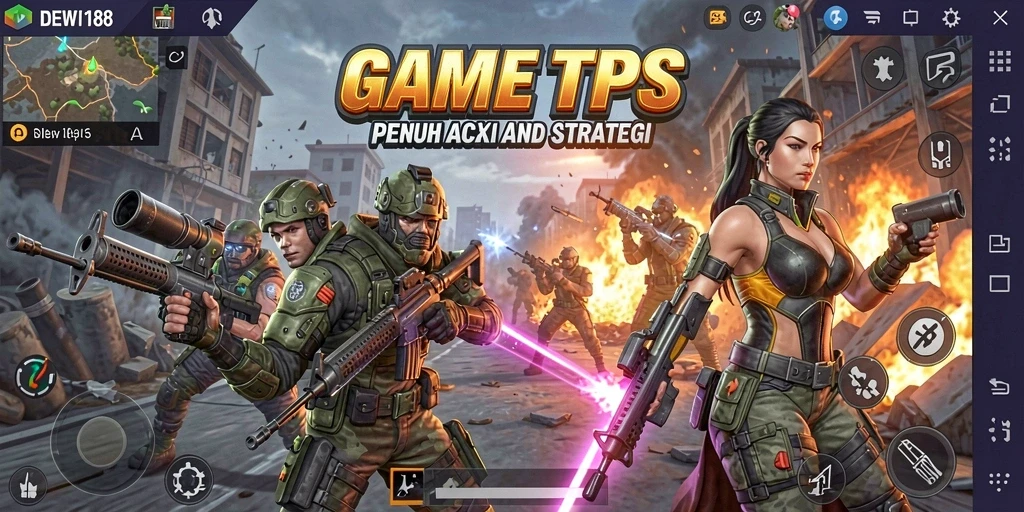 Tampilan gameplay mendebarkan di DEWI188 saat bertempur.