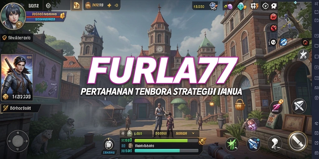 Screenshot gameplay FURLA77 menampilkan aksi menara pertahanan intens.