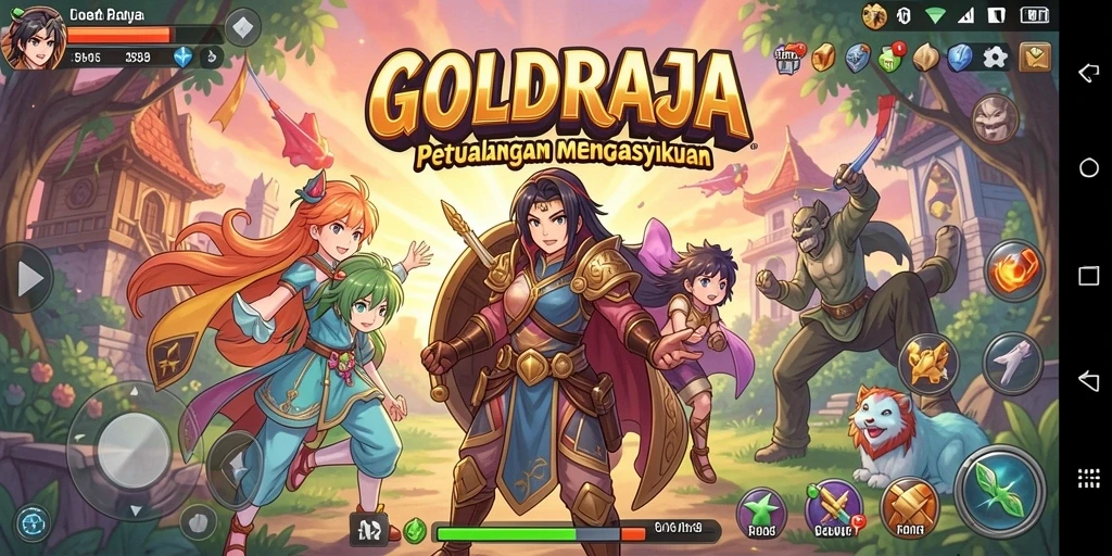 Tampilan menawan dari gameplay <strong>GOLDRAJA</strong> dengan karakter Anime yang beraksi.
