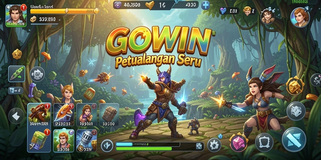 Screenshot GOWIN menampilkan aksi seru dalam petualangan yang menantang.