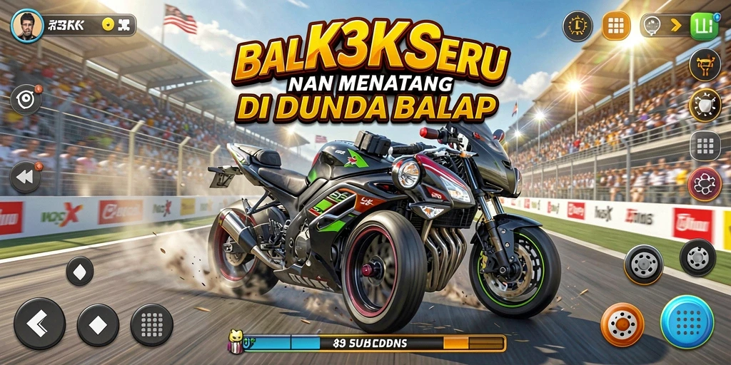 Screenshot K3K3 menampilkan aksi balapan yang seru dan mendebarkan.