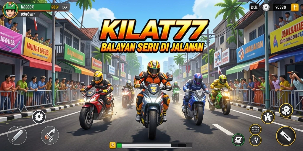 Tampilan seru dalam gameplay KILAT77 saat balapan berlangsung.