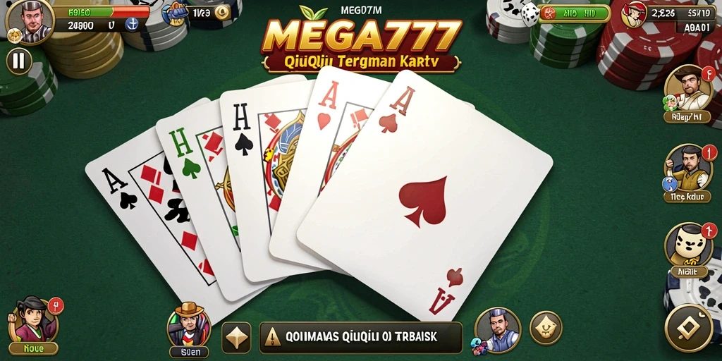 Tangkapan layar dari gameplay yang seru di MEGA777 dengan kartu dan pemain.