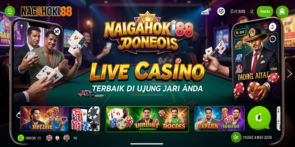 Screenshot gameplay NAGAHOKI88 menunjukkan dealer profesional dan suasana kasino langsung.