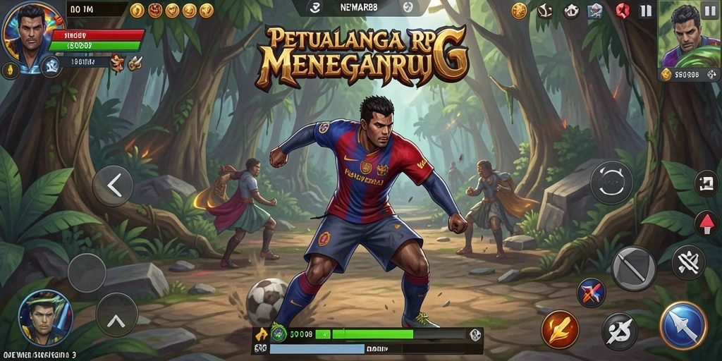 Tangkapan layar gameplay NEYMAR88 menunjukkan pertarungan epik dalam dunia RPG.