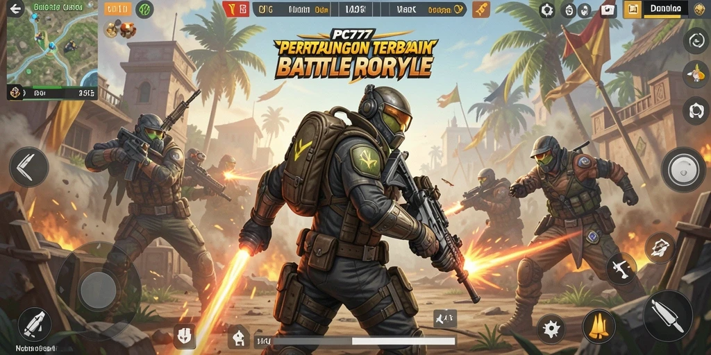 Screenshot menunjukkan momen mendebarkan dalam gameplay Battle Royale PC777.