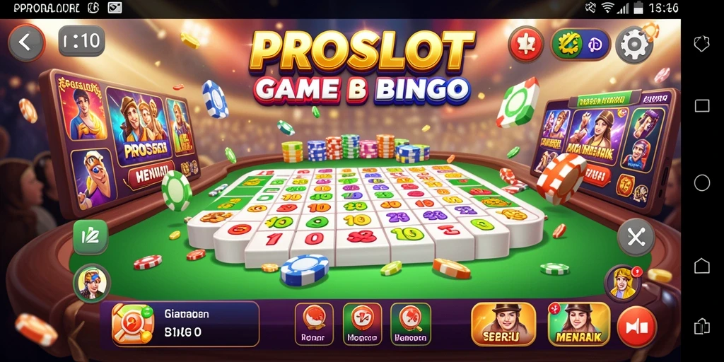 Tampilan gameplay menarik dari PROSLOT dengan nuansa Bingo yang seru.
