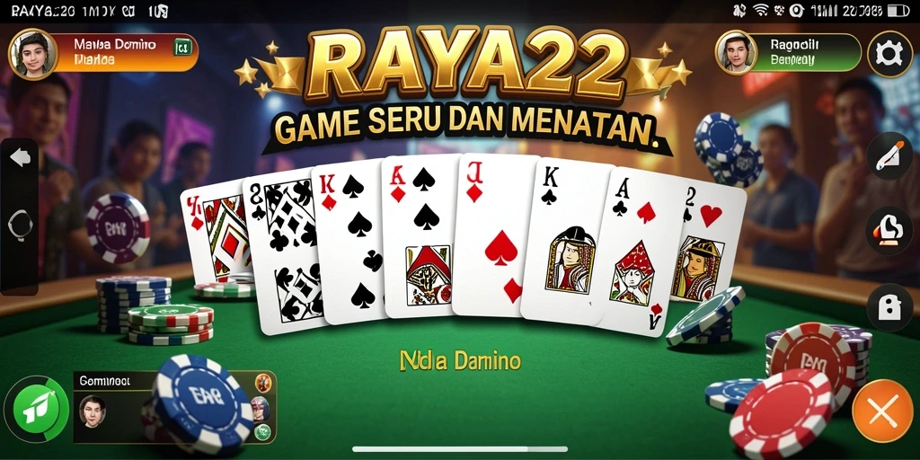 Screenshot gameplay RAYA22 dengan antarmuka domino yang menarik.