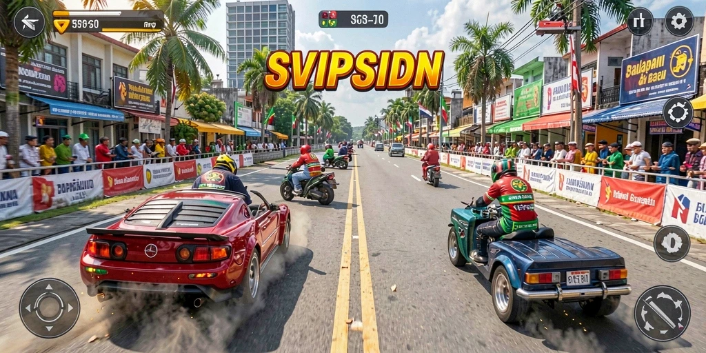 Tampilan gameplay dari <strong>SVIPSIDN</strong> yang penuh aksi balapan.