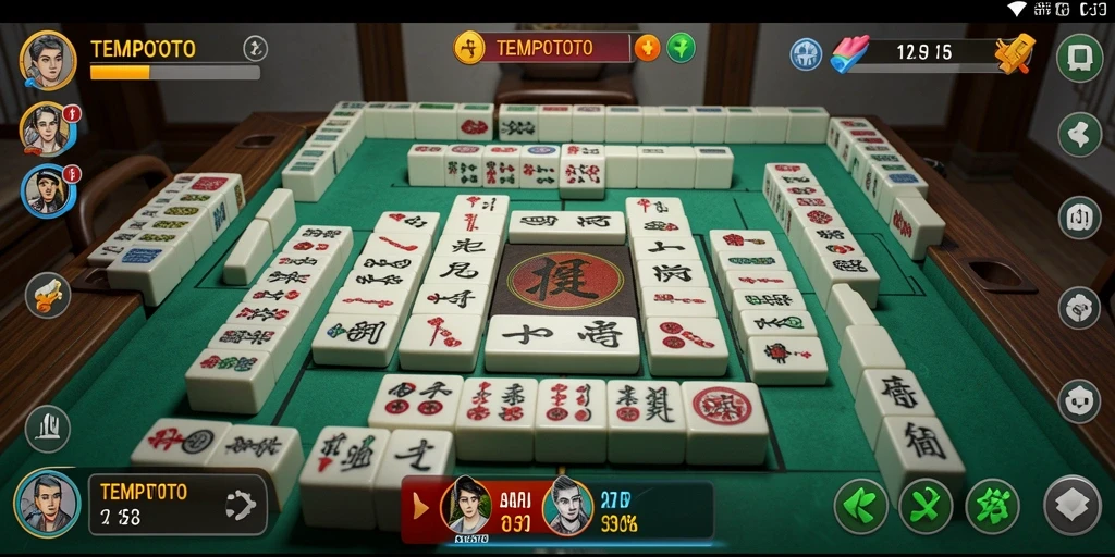 Tangkapan layar TEMPOTOTO menunjukkan gameplay Mahjong yang menarik.