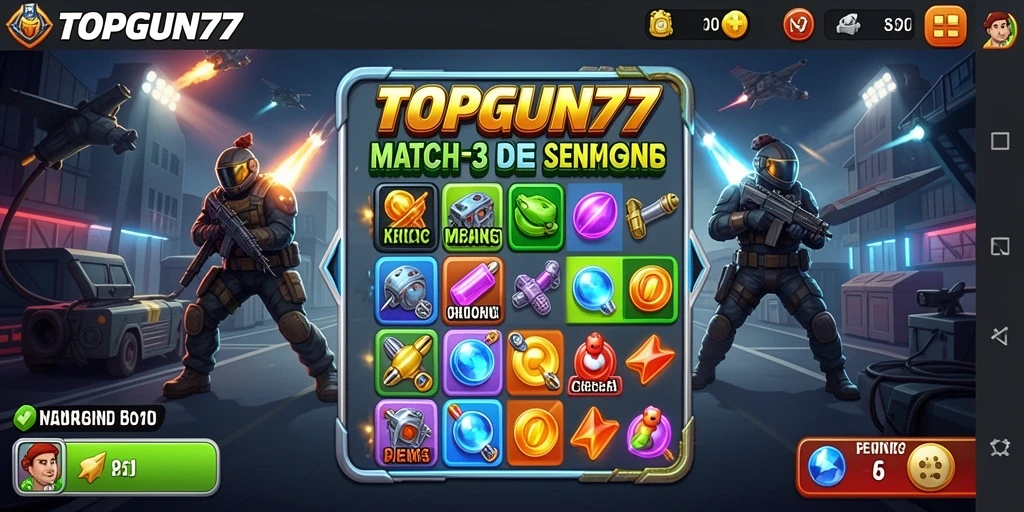 Tangkapan layar menunjukkan gameplay seru di TOPGUN77.