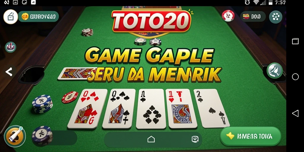Screenshot TOTO20 menampilkan gameplay Gaple yang seru dan interaktif.