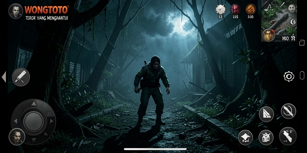 Tangkapan layar gameplay <strong>WONGTOTO</strong> yang menampilkan suasana mencekam dan menakutkan.