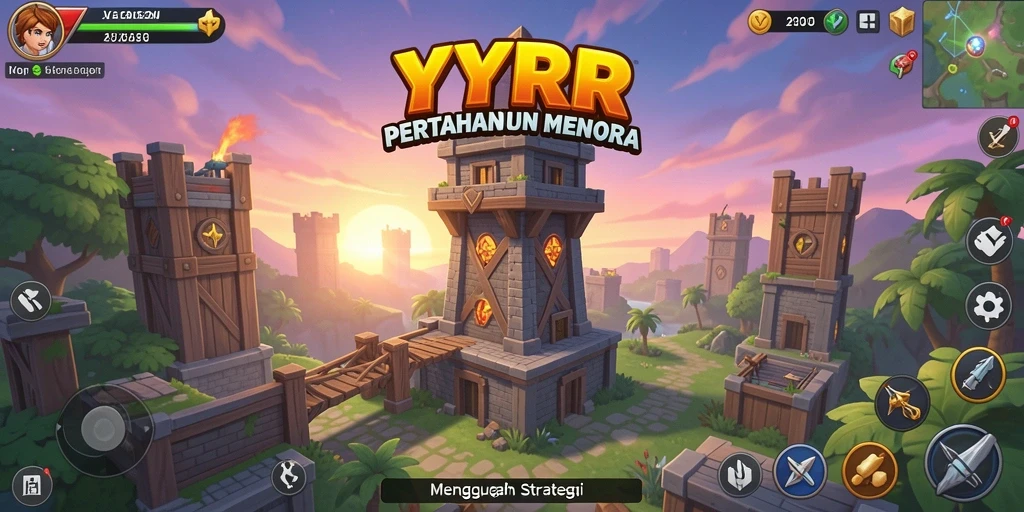 Screenshot menunjukkan aksi seru dalam game Tower Defense YYRR.