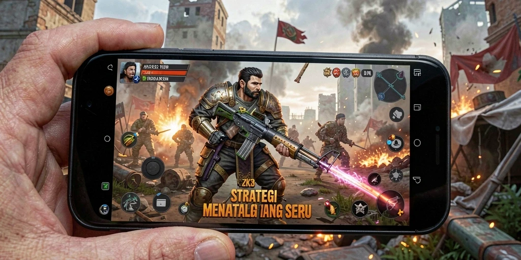 Tampilan gameplay ZK3 yang menarik dengan strategi pertempuran yang mendebarkan.